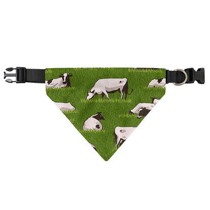 Cow On Green Grass Pattern Print Over The Collar Dog Bandana