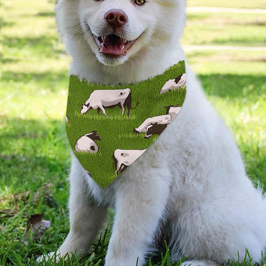 Cow On Green Grass Pattern Print Over The Collar Dog Bandana