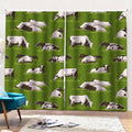 Cow On Green Grass Pattern Print Pencil Pleat Curtains