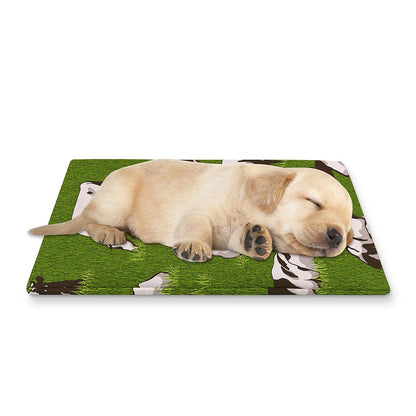 Cow On Green Grass Pattern Print Pet Cooling Mat Cover