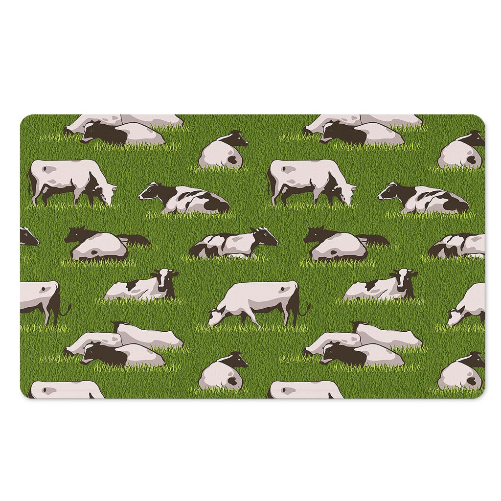 Cow On Green Grass Pattern Print Polyester Doormat