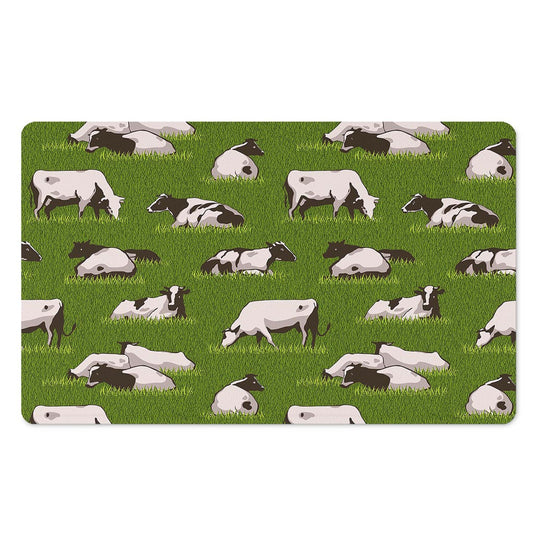 Cow On Green Grass Pattern Print Polyester Doormat