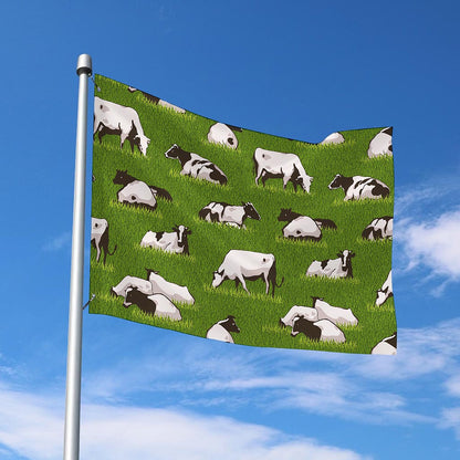 Cow On Green Grass Pattern Print Polyester Flag