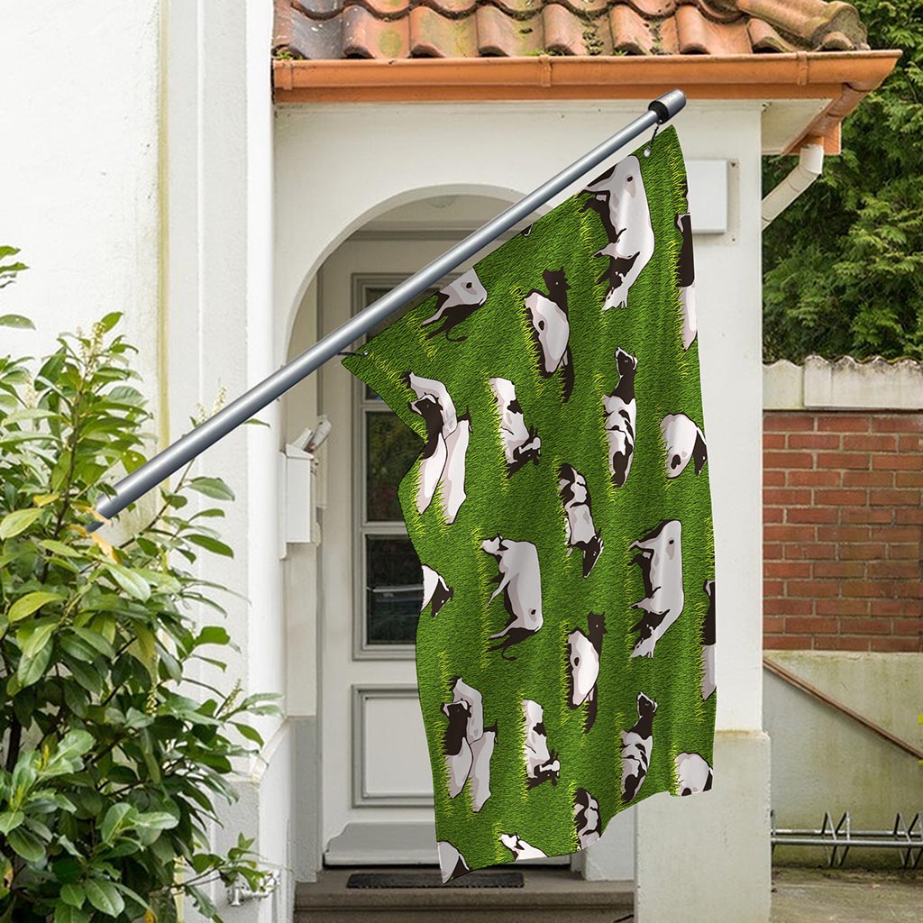 Cow On Green Grass Pattern Print Polyester Flag