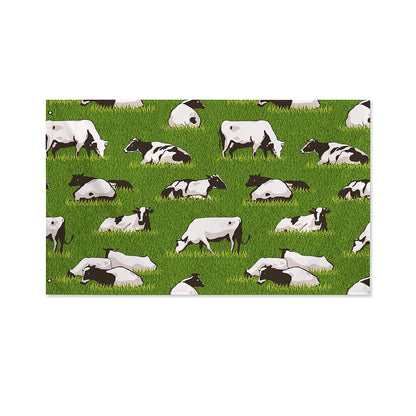 Cow On Green Grass Pattern Print Polyester Flag