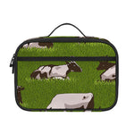 Cow On Green Grass Pattern Print Portable Lunch Bag
