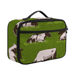 Cow On Green Grass Pattern Print Portable Lunch Bag