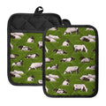 Cow On Green Grass Pattern Print Pot Holders With Pocket
