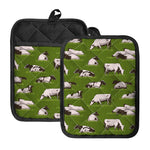 Cow On Green Grass Pattern Print Pot Holders With Pocket