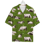 Cow On Green Grass Pattern Print Rayon Hawaiian Shirt