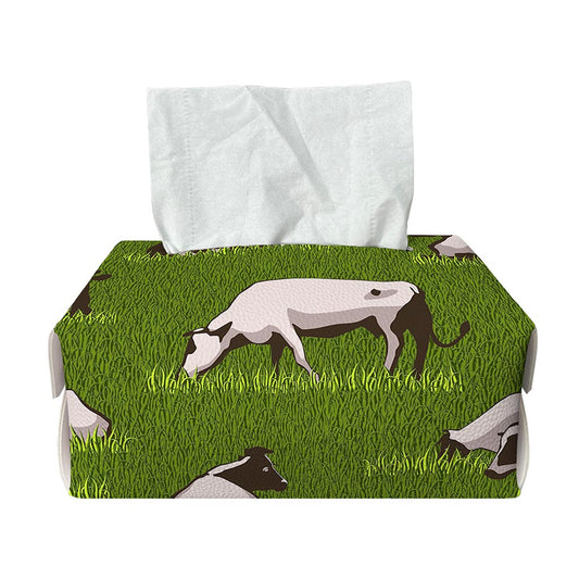 Cow On Green Grass Pattern Print Rectangle Tissue Box Cover
