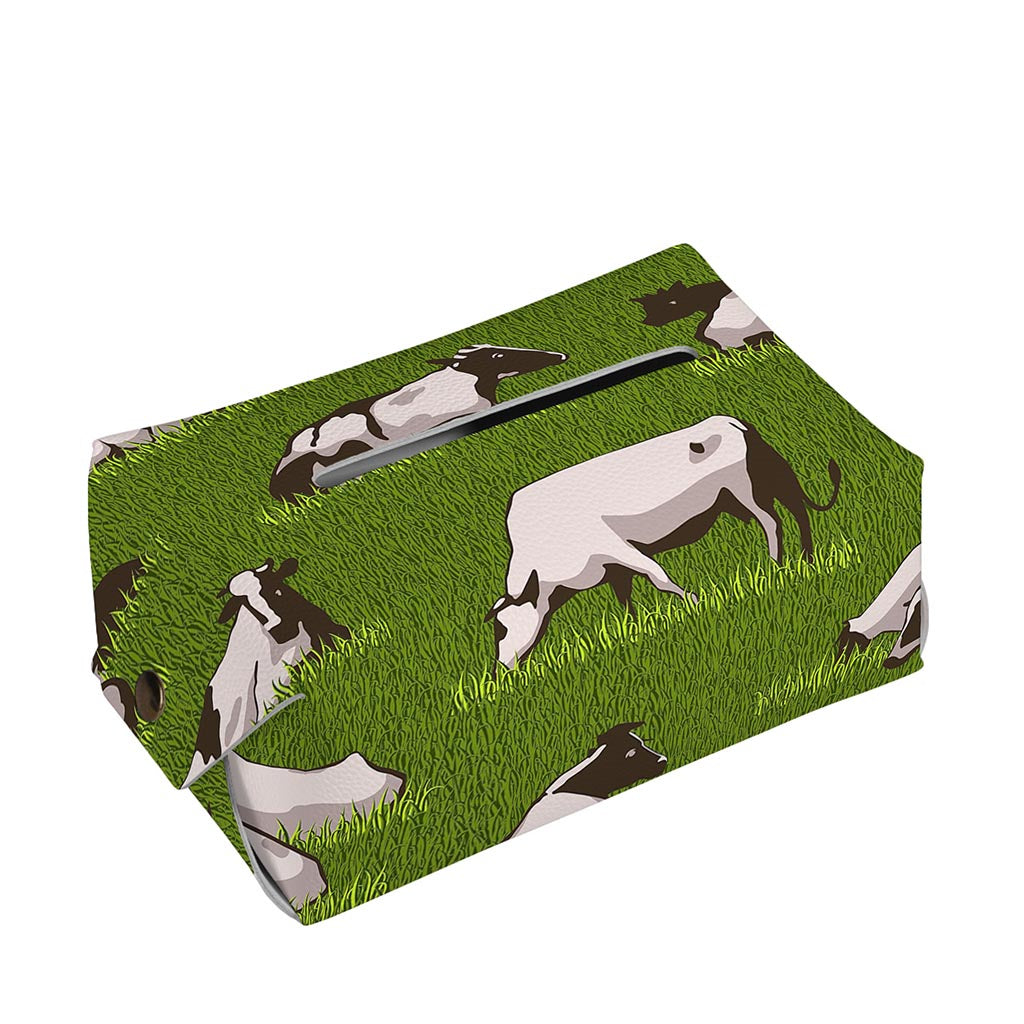 Cow On Green Grass Pattern Print Rectangle Tissue Box Cover