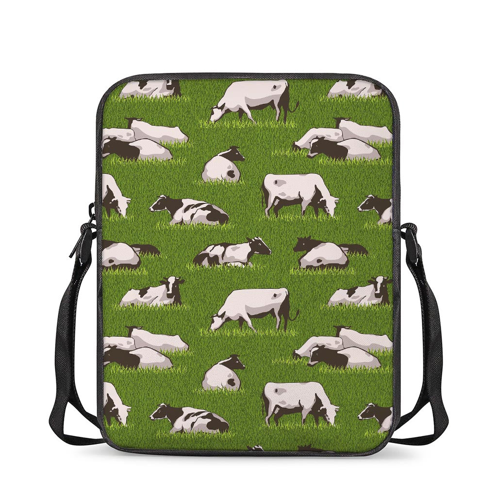 Cow On Green Grass Pattern Print Rectangular Crossbody Bag