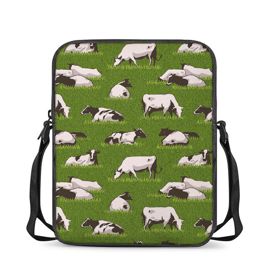 Cow On Green Grass Pattern Print Rectangular Crossbody Bag