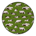 Cow On Green Grass Pattern Print Round Floor Mat