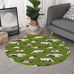 Cow On Green Grass Pattern Print Round Rug
