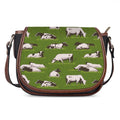 Cow On Green Grass Pattern Print Saddle Bag