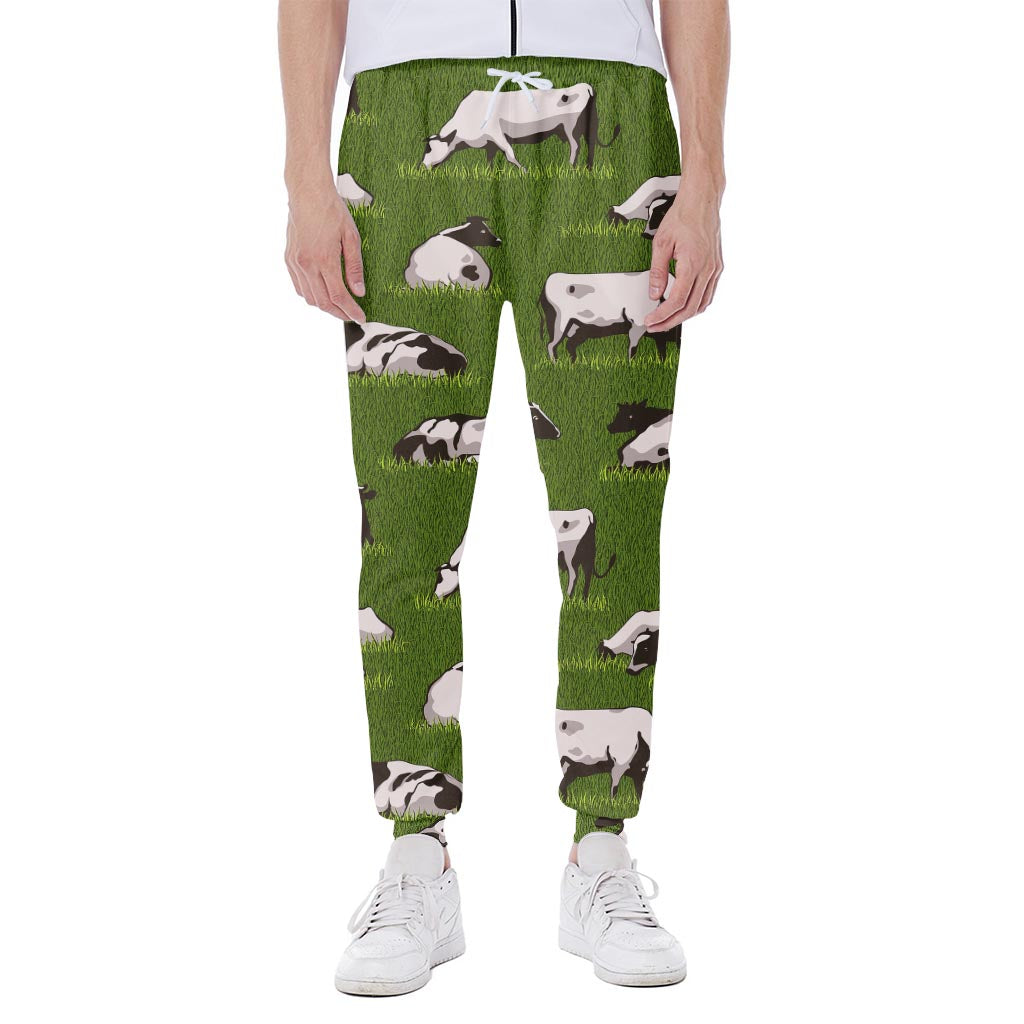 Cow On Green Grass Pattern Print Scuba Joggers