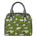 Cow On Green Grass Pattern Print Shoulder Handbag