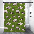 Cow On Green Grass Pattern Print Shower Curtain