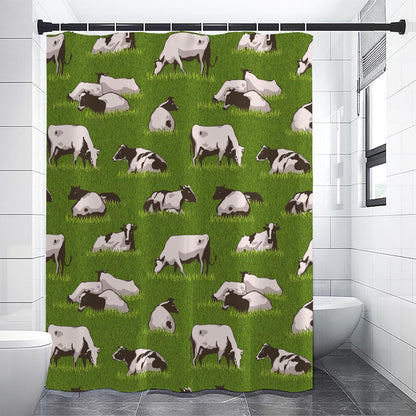 Cow On Green Grass Pattern Print Shower Curtain