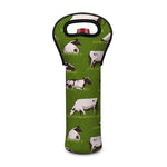 Cow On Green Grass Pattern Print Single Neoprene Wine Tote