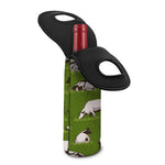 Cow On Green Grass Pattern Print Single Neoprene Wine Tote