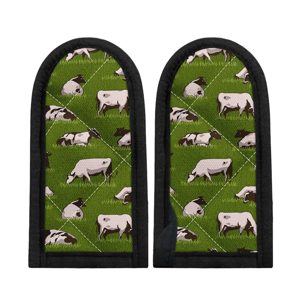 Cow On Green Grass Pattern Print Skillet Handle Cover