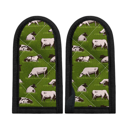 Cow On Green Grass Pattern Print Skillet Handle Cover