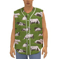 Cow On Green Grass Pattern Print Sleeveless Baseball Jersey