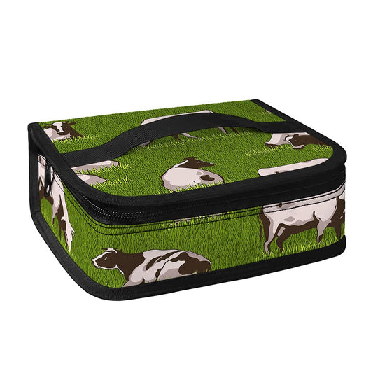 Cow On Green Grass Pattern Print Small Lunch Bag