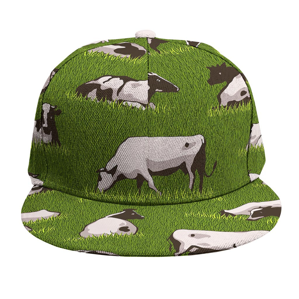 Cow On Green Grass Pattern Print Snapback Cap
