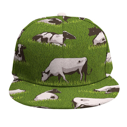 Cow On Green Grass Pattern Print Snapback Cap