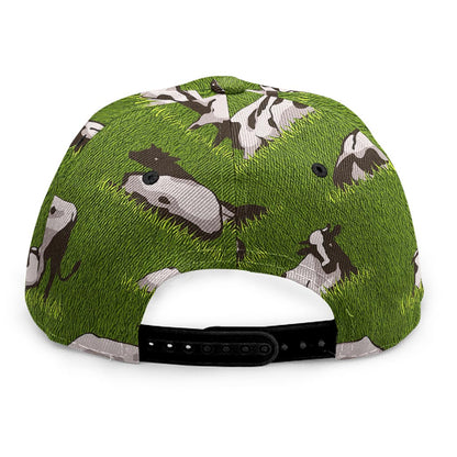 Cow On Green Grass Pattern Print Snapback Cap