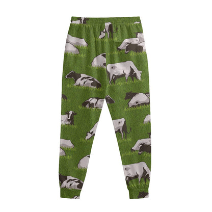 Cow On Green Grass Pattern Print Sweatpants