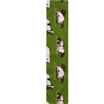 Cow On Green Grass Pattern Print Table Runner