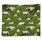 Cow On Green Grass Pattern Print Tapestry