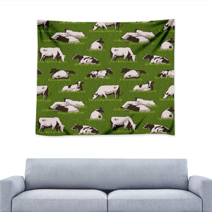 Cow On Green Grass Pattern Print Tapestry