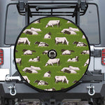Cow On Green Grass Pattern Print Tire Cover With Camera Hole