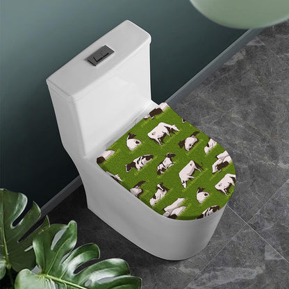 Cow On Green Grass Pattern Print Toilet Lid Cover