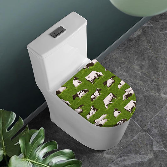 Cow On Green Grass Pattern Print Toilet Lid Cover