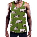 Cow On Green Grass Pattern Print Men's Workout Tank Top