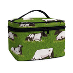 Cow On Green Grass Pattern Print Travel Makeup Bag