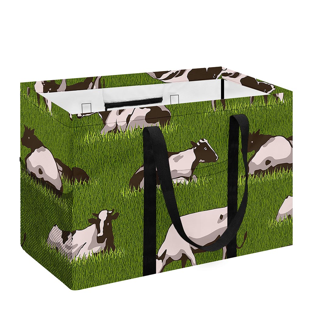 Cow On Green Grass Pattern Print Utility Tote Bag