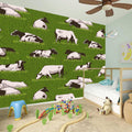 Cow On Green Grass Pattern Print Wall Sticker