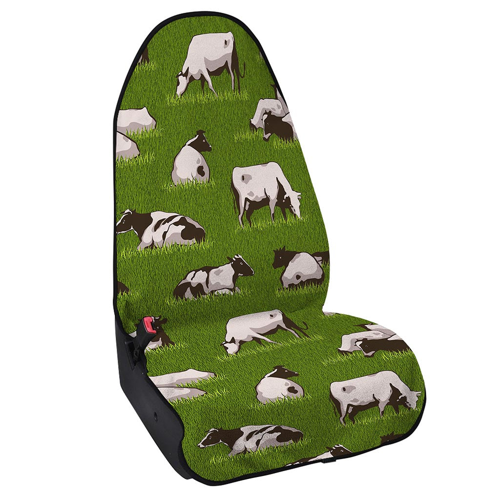 Cow On Green Grass Pattern Print Waterproof Car Seat Cover