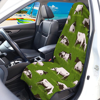 Cow On Green Grass Pattern Print Waterproof Car Seat Cover