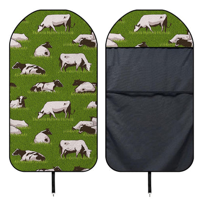 Cow On Green Grass Pattern Print Waterproof Car Seat Cover