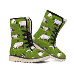 Cow On Green Grass Pattern Print Winter Boots