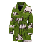 Cow On Green Grass Pattern Print Women's Bathrobe